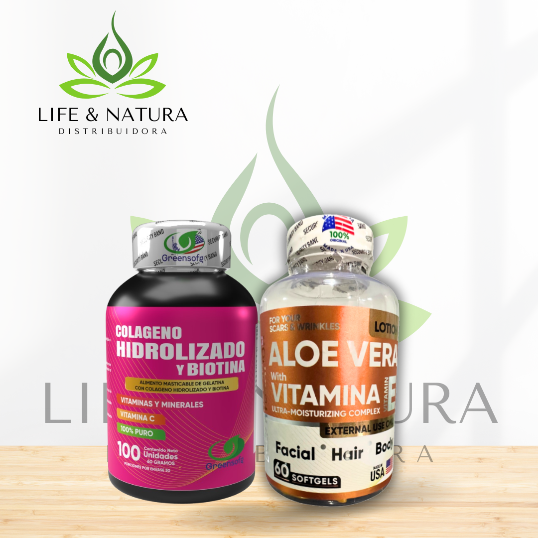 💖 Colágeno + Aloe Vera con Vitamina E (Combo Belleza Total)